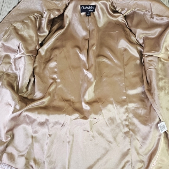 Chadwicks of Boston 90s Tailored Leather Moto Jacket in Blush Pearl Size 14 - Picture 10 of 13